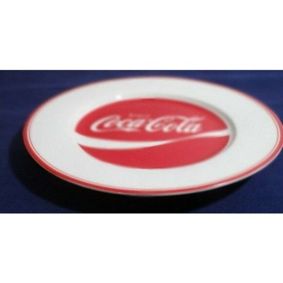 Gibson Enjoy Coca Cola Wave Red on White 8-in Salad Dessert Plate Ceramic 2003 - Picture 3 of 3